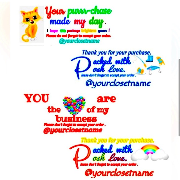 CUSTOM Posh Stickers w/ closet name pls select available design hand made - Picture 5 of 7